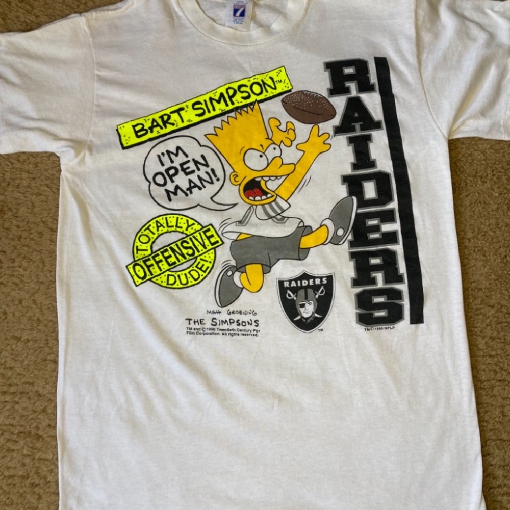 Vintage Los Angeles raiders Bart Simpson shirt 1990